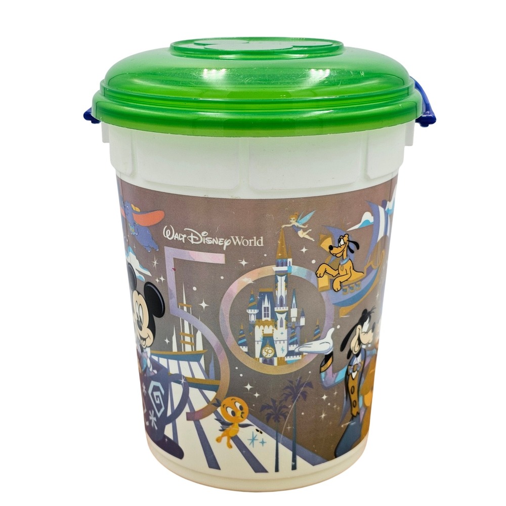 WDW Souvenir Popcorn Bucket 50th Anniversary Whirley‎ Drink Works Plastic 2021